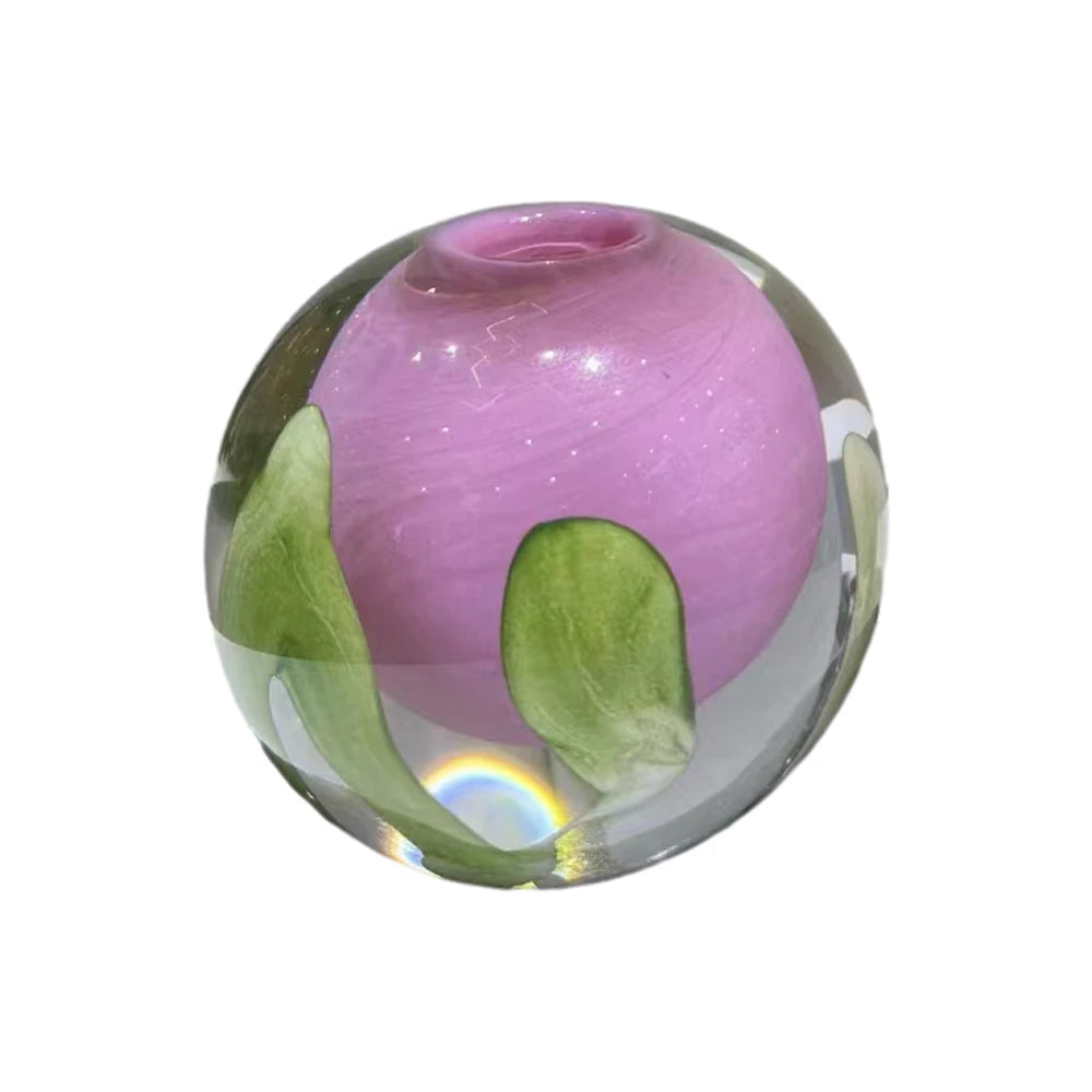 Pink Thick Colorful Glass Vase Desktop Glass Ornaments Handicraft Home Decorations Hydroponic Green Plants